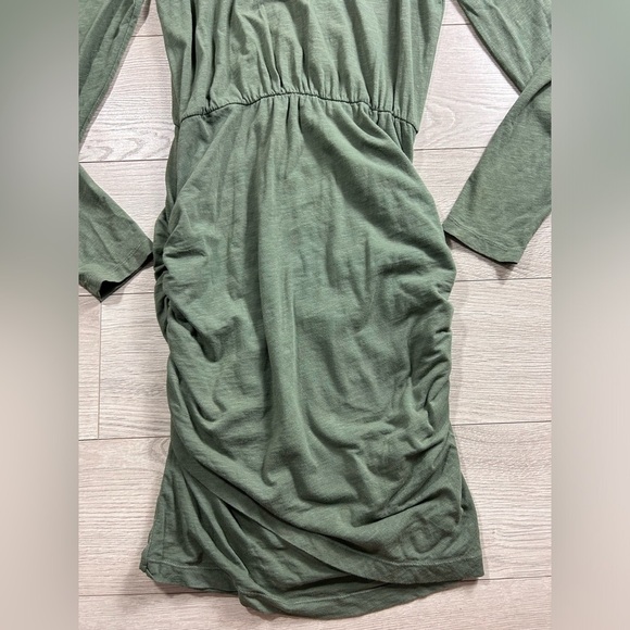 Anthropologie Sundry Shirred Green Long Sleeve Dress - Picture 9 of 12